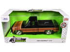 1985 Chevrolet C-10 Pickup Truck Black with Stripes and Paradox Wheels "Just Trucks" Series 1/24 Diecast Model Car by Jada-1