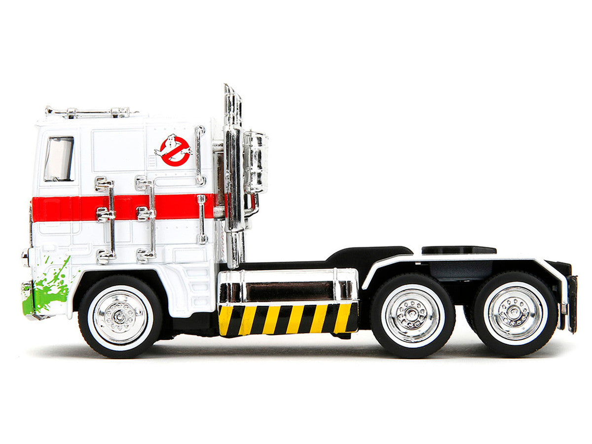 G1 Autobot Optimus Prime Truck White with Robot on Chassis from "Transformers" TV Series - "Ghostbusters" (1984) Movie Crossover "Hollywood Rides" Series Diecast Model by Jada-0
