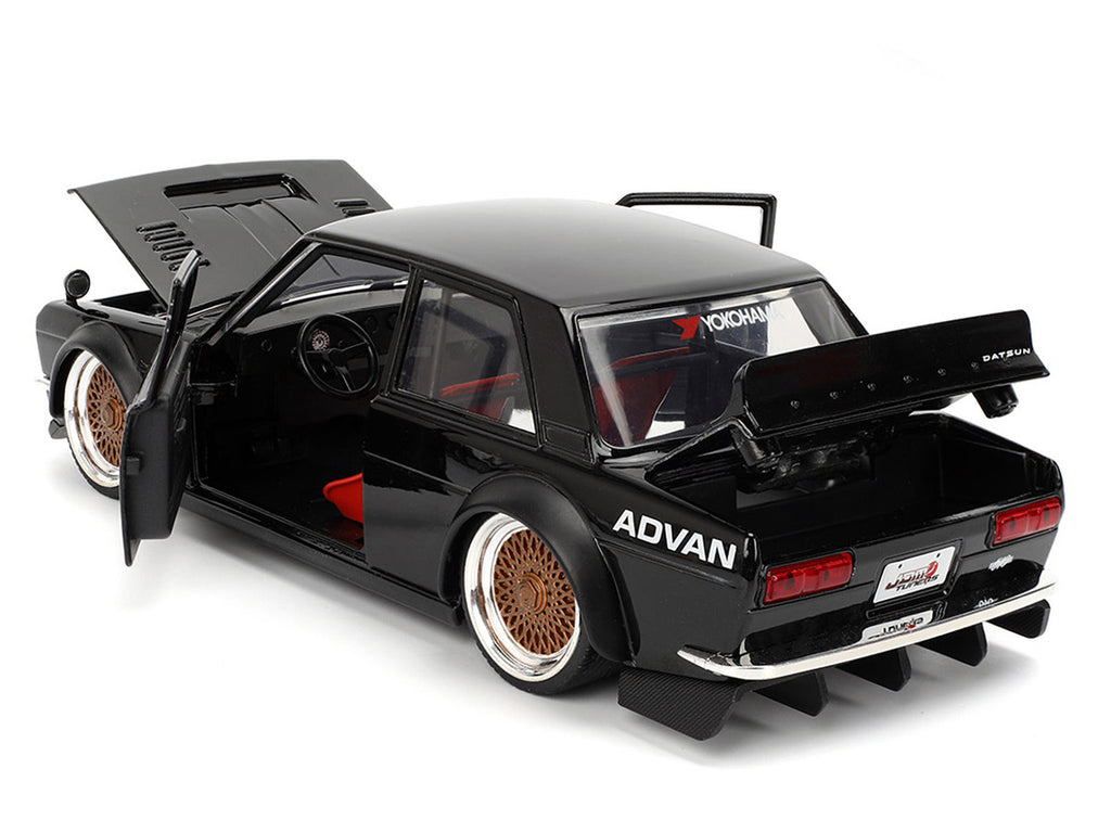 1973 Datsun 510 Black with Gold Wheels "JDM Tuners" Series 1/24 Diecast Model Car by Jada-3