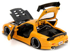1993 Mazda RX-7 "HKS Power" Yellow with Carbon Hood "JDM Tuners" Series 1/24 Diecast Model Car by Jada-3