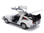 DMC DeLorean Time Machine Brushed Metal (Frost Version) with Lights "Back to the Future" (1985) Movie "Hollywood Rides" Series 1/24 Diecast Model Car by Jada-3