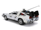 DMC DeLorean Time Machine Brushed Metal (Frost Version) with Lights "Back to the Future" (1985) Movie "Hollywood Rides" Series 1/24 Diecast Model Car by Jada-4