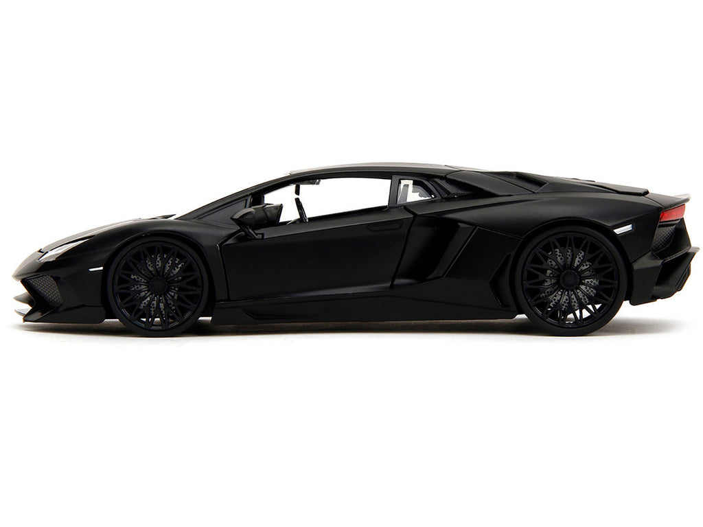 Shaw's Lamborghini Aventador Matt Black "Furious 7" (2015) Movie "Fast & Furious" Series 1/24 Diecast Model Car by Jada-1