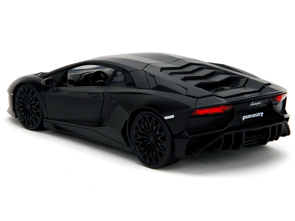 Shaw's Lamborghini Aventador Matt Black "Furious 7" (2015) Movie "Fast & Furious" Series 1/24 Diecast Model Car by Jada-0