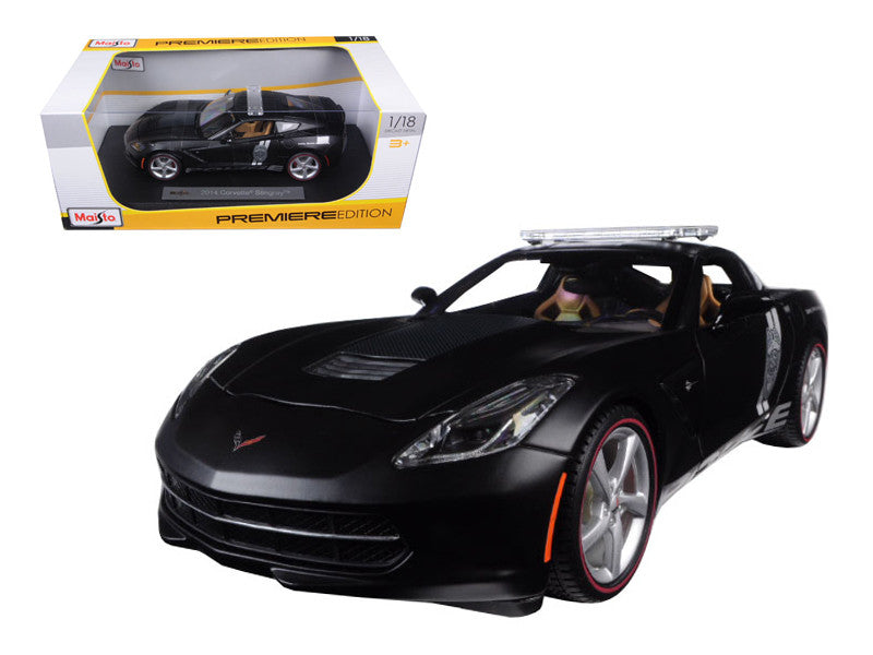 2014 Chevrolet Corvette C7 Stingray Police Matt Black 1/18 Diecast Model Car by Maisto-0