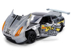 2009 Nissan GT-R (R35) Ben Sopra Brushed Metal with Black Top and Graphics and Mechagodzilla Diecast Figure "Godzilla" Franchise "Anime Hollywood Rides" Series 1/24 Diecast Model by Jada-3