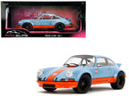 Porsche 911 RSR "Gulf Oil" Light Blue with Orange Stripes "Pink Slips" Series 1/18 Diecast Model Car by Jada-4