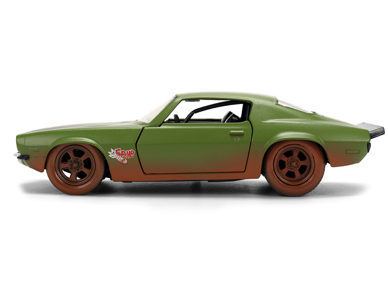 Dom's 1973 Chevrolet Camaro "F-Bomb" Matt Green (Dirty Version) with Black Hood Stripe "Fast & Furious" (2009) Movie "Fast & Furious 25 Years" Series 1/32 Diecast Model Car by Jada