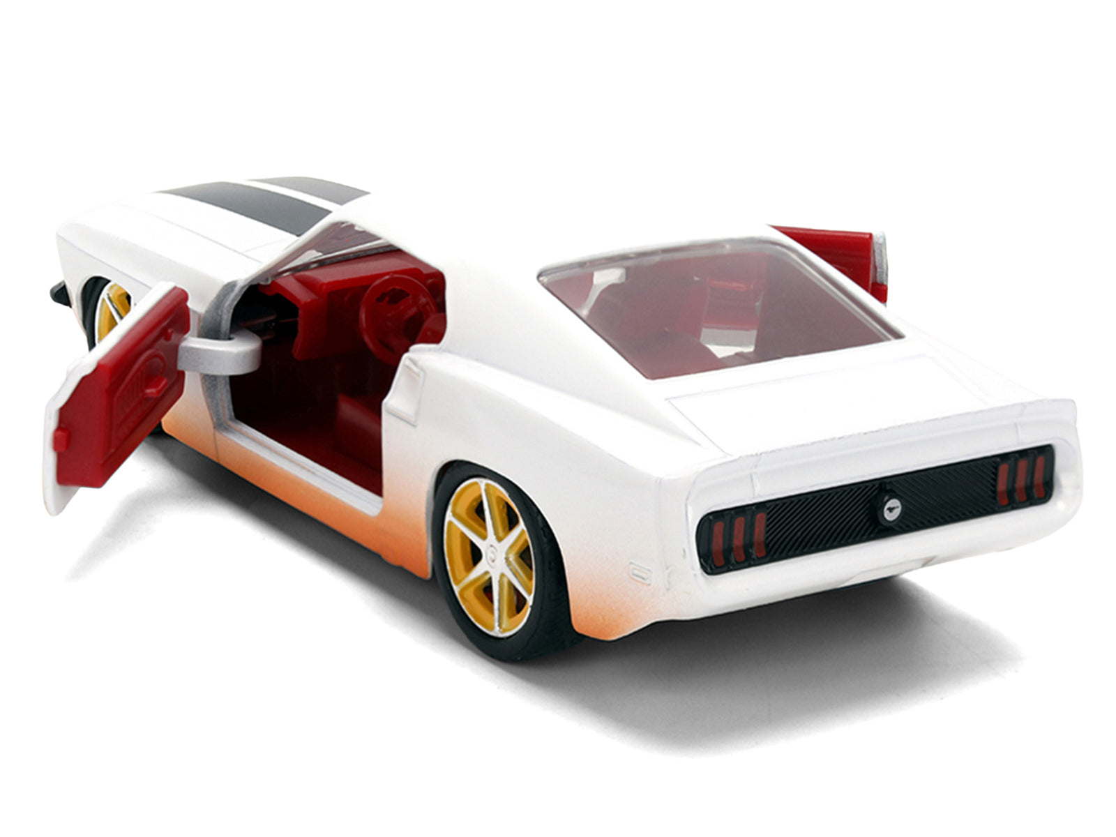 Roman's Ford Mustang White with Black Stripes and Red Interior (Dirty Version) "Fast & Furious" Movie 1/32 Diecast Model Car by Jada
