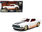 Roman's Ford Mustang White with Black Stripes and Red Interior (Dirty Version) "Fast & Furious" Movie "Fast & Furious 25th Anniversary" Series 1/32 Diecast Model Car by Jada-0