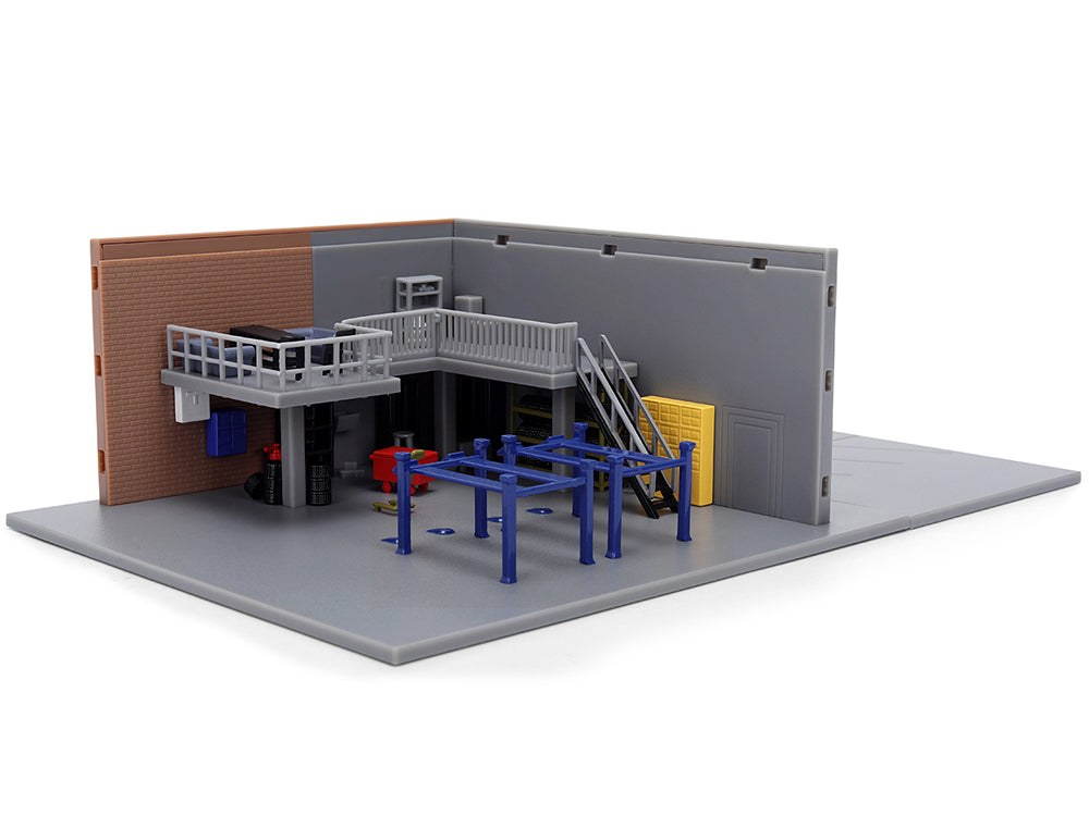 "Fast & Furious" Han's Garage Diorama with 2 Cars and Accessories "Nano Scene" Series 1/32 Model by Jada