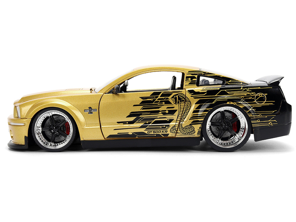 2008 Ford Shelby Mustang GT-500KR Gold Metallic and Black with Graphics "Bigtime Muscle" Series 1/24 Diecast Model Car by Jada-2
