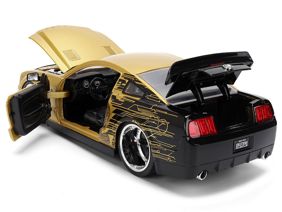 2008 Ford Shelby Mustang GT-500KR Gold Metallic and Black with Graphics "Bigtime Muscle" Series 1/24 Diecast Model Car by Jada-3
