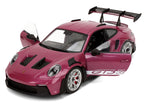 Porsche 911 GT3 RS Red Violet Metallic with White Stripes "Pink Slips" Series 1/18 Diecast Model Car by Jada-3