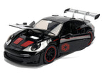 Porsche 911 GT3 RS (992) Black with Silver Hood and Graphics and Darth Vader Figure "Star Wars" Franchise "Hollywood Rides" Series 1/24 Diecast Model Car by Jada-3