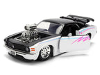 1970 Ford Mustang Boss 429 Black and White with Graphics "Bigtime Muscle" Series 1/24 Diecast Model Car by Jada-2
