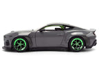 2024 Ford Mustang RTR Gray with Green Wheels "Bigtime Muscle" Series 1/24 Diecast Model Car by Jada-3