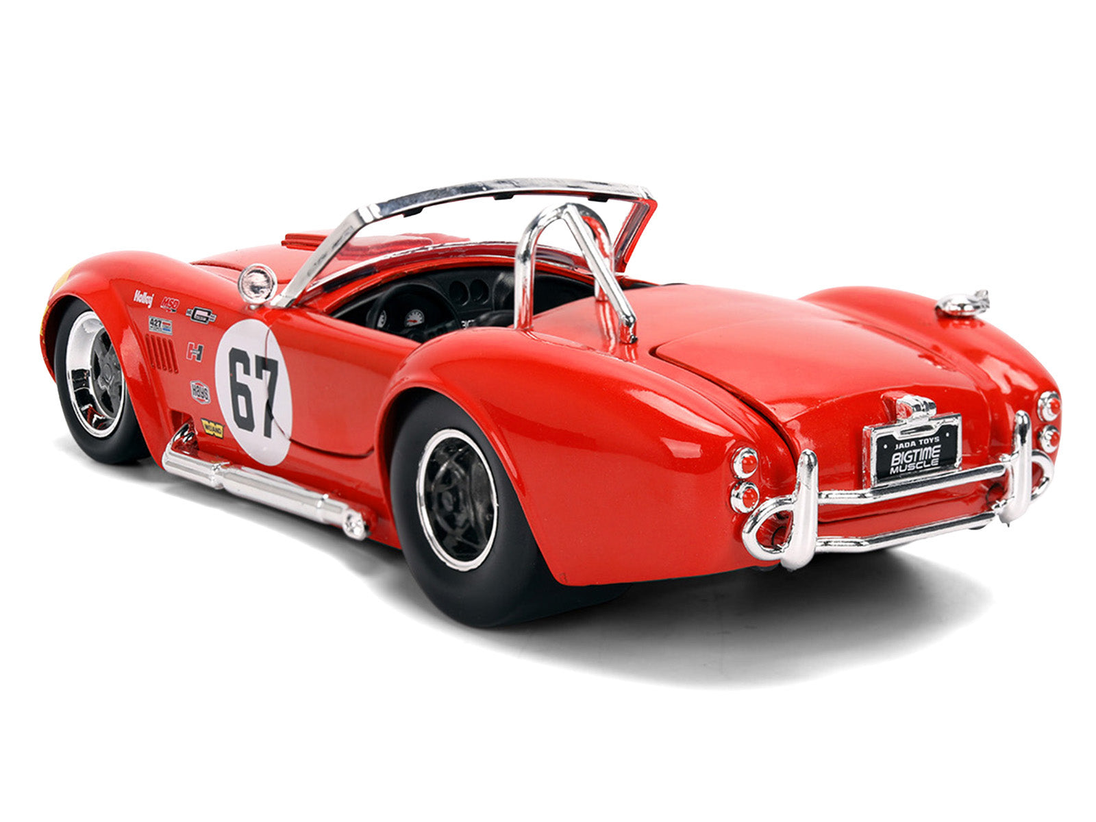 1965 Shelby Cobra 427 S/C #67 Red with Yellow Stripe "Bigtime Muscle" Series 1/24 Diecast Model Car by Jada