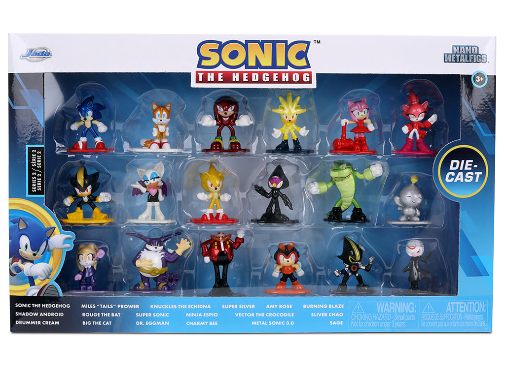 "Sonic The Hedgehog" Set of 18 Diecast Figures Wave 2 "Nano Metalfigs" Series Diecast Models by Jada
