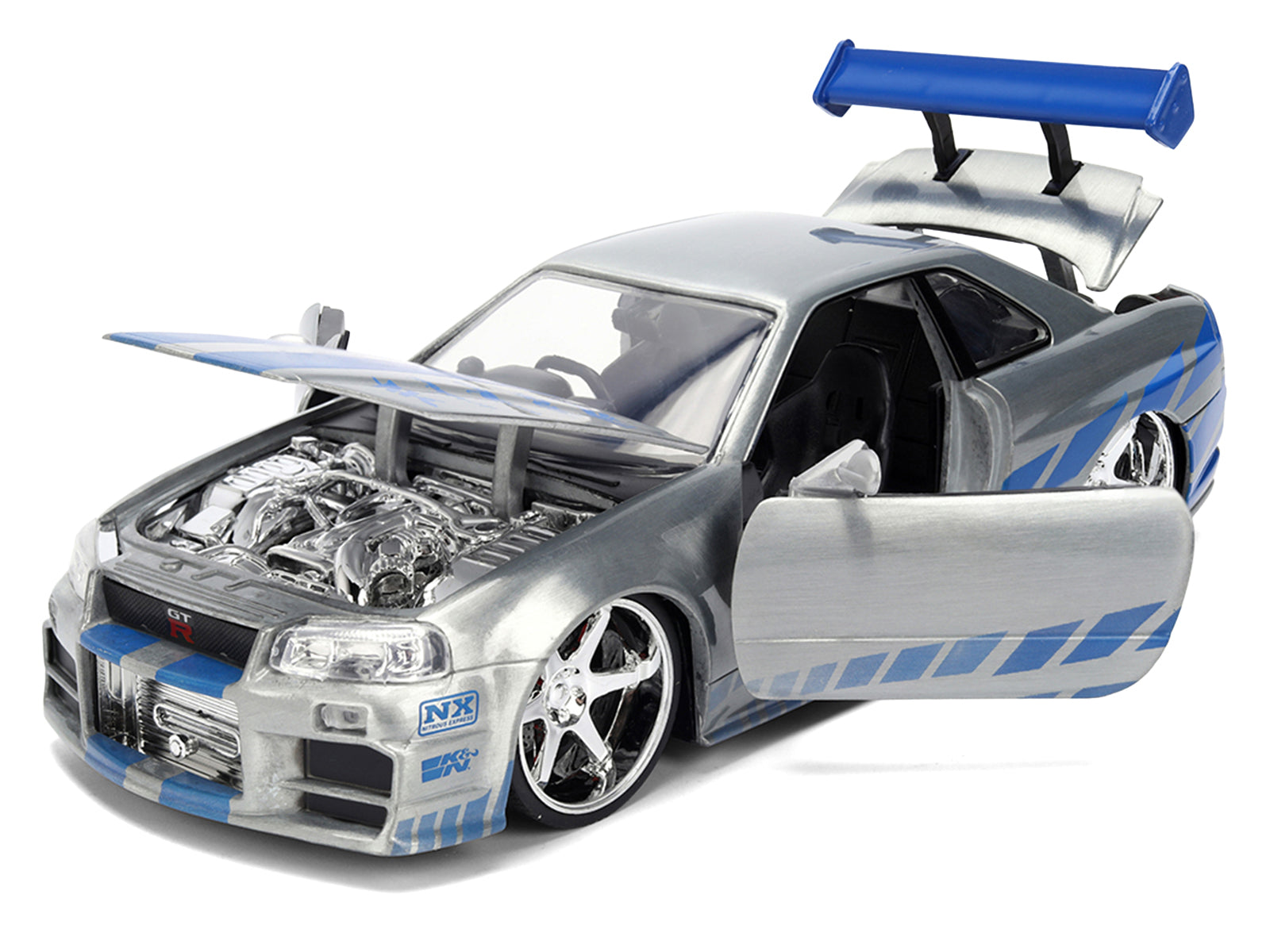 Brian's Nissan Skyline GT-R (R34) RHD (Right Hand Drive) Brush Finish  "2 Fast 2 Furious" (2003) Movie 25 Years of Fast & Furious Anniversary 1/24 by Jada