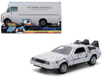 DMC DeLorean Time Machine Brushed Metal (Frost Version) "Back to the Future" (1985) Movie "40th Anniversary" Special Packaging "Hollywood Rides" Series 1/32 Diecast Model Car by Jada-4
