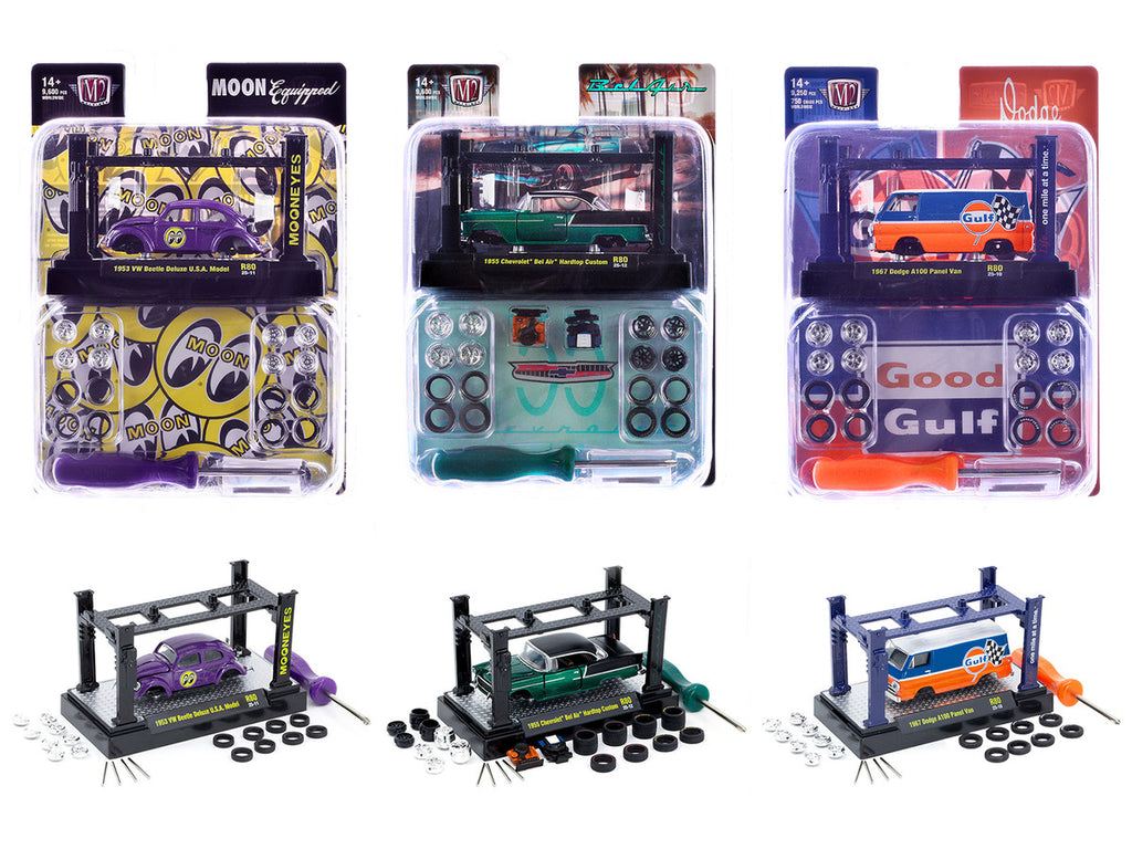 Model Kit 3 piece Car Set Release 80 Limited Edition to 9600 pieces Worldwide 1/64 Diecast Model Cars by M2 Machines-0