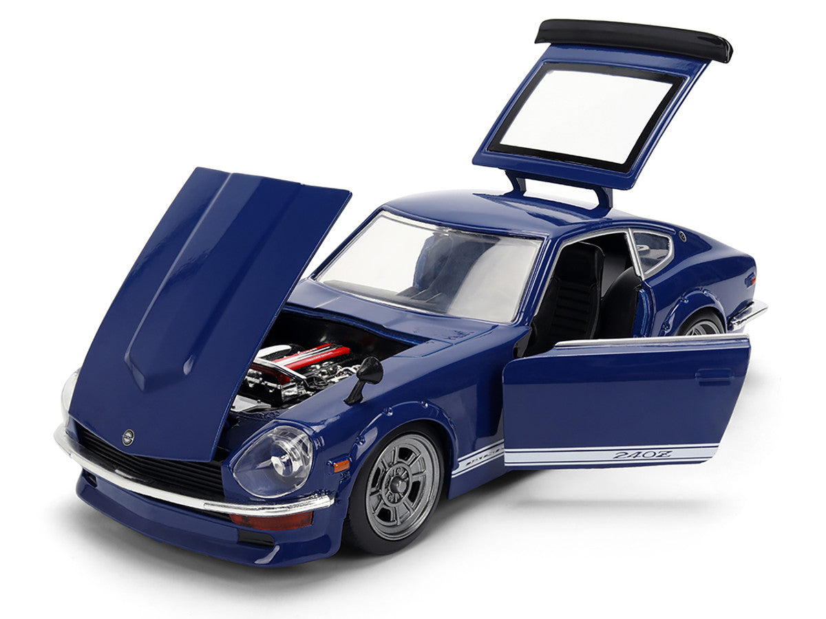 1972 Datsun 240Z Blue with White Stripes "JDM Tuners" Series 1/24 Diecast Model Car by Jada-3