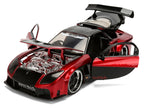 1995 Mazda RX-7 Widebody RHD (Right Hand Drive) "VeilSide" Black and Red Metallic "JDM Tuners" Series 1/24 Diecast Model Car by Jada