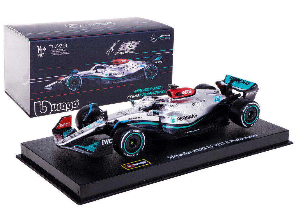 Mercedes-AMG F1 W13 E Performance #63 George Russell "F1 Formula One World Championship" (2022) with Display Case 1/43 Diecast Model Car by Bburago-4