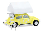 Volkswagen Classic Beetle Yellow with White Flower Graphics and Interior with Camp'otel Cartop Sleeper Tent "The Great Outdoors" Series 4 1/64 Diecast Model Car by Greenlight-2