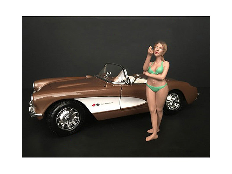 August Bikini Calendar Girl Figurine for 1/24 Scale Models by American Diorama-0