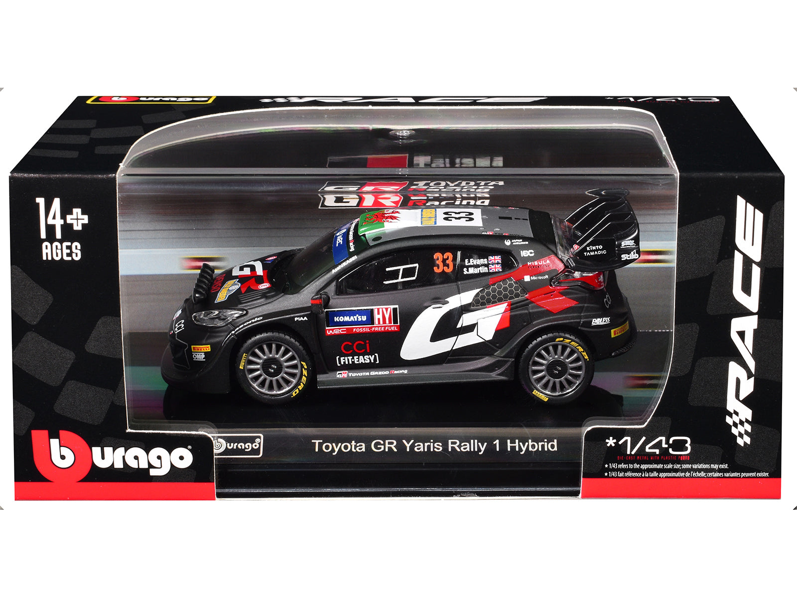 Toyota GR Yaris Rally1 Hybrid #33 Elfyn Evans - Scott Martin "Toyota Gazoo Racing WRT" "World Rally Championship" (2024) "Race" Series 1/43 Diecast Model Car by Bburago