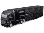 Mercedes-Benz Actros Gigaspace Car Transporter Black and Mercedes-AMG F1 W15 E Performance #63 George Russell "Petronas" Formula One F1 World Championship (2024) "Racing Hauler" Series 1/43 Diecast Model Car by Bburago