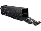Mercedes-Benz Actros Gigaspace Car Transporter Black and Mercedes-AMG F1 W15 E Performance #63 George Russell "Petronas" Formula One F1 World Championship (2024) "Racing Hauler" Series 1/43 Diecast Model Car by Bburago-0