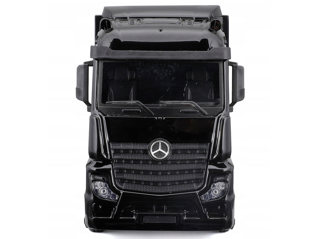 Mercedes-Benz Actros Gigaspace Car Transporter Black and Mercedes-AMG F1 W15 E Performance #63 George Russell "Petronas" Formula One F1 World Championship (2024) "Racing Hauler" Series 1/43 Diecast Model Car by Bburago