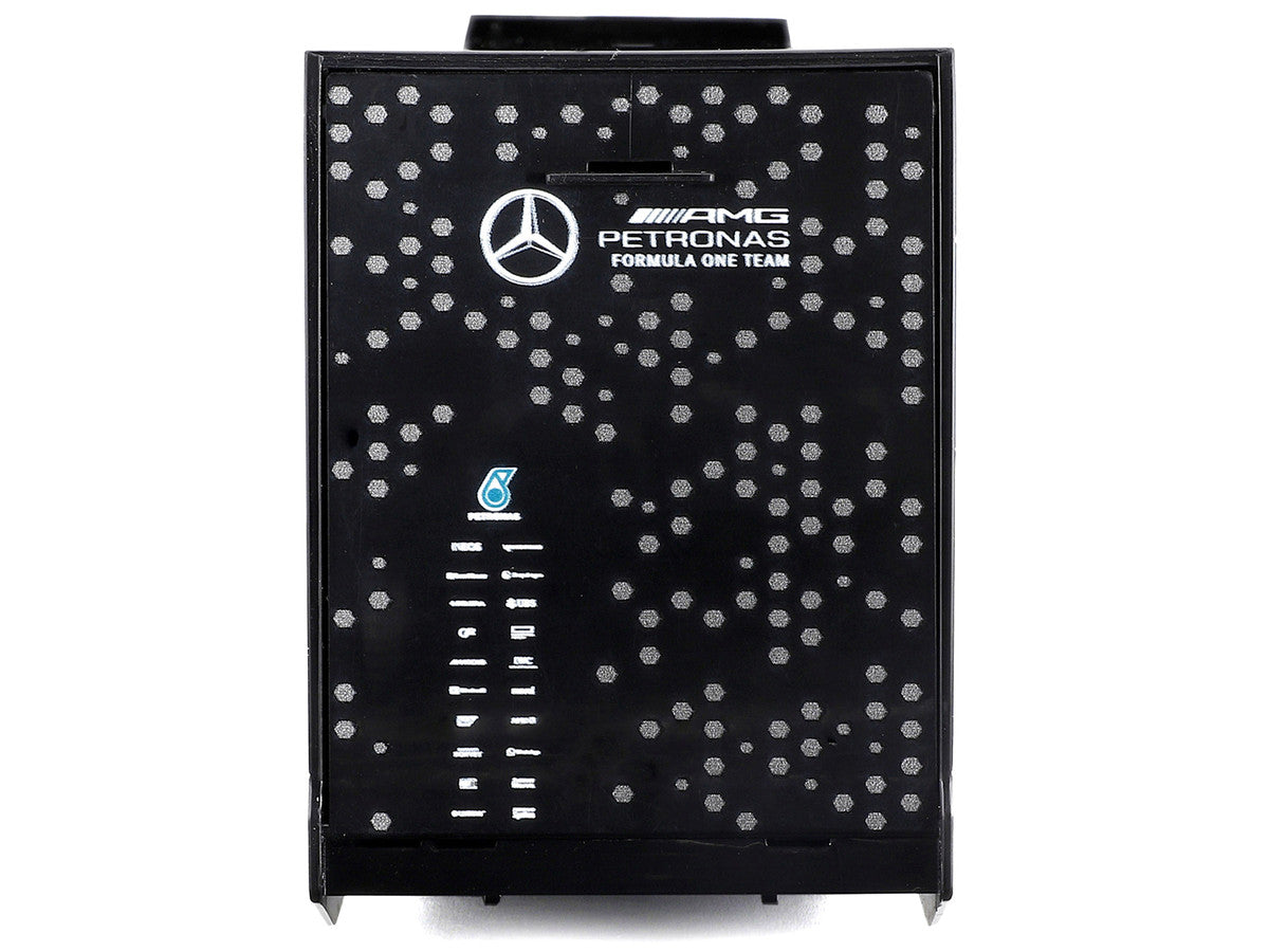 Mercedes-Benz Actros Gigaspace Car Transporter Black and Mercedes-AMG F1 W15 E Performance #63 George Russell "Petronas" Formula One F1 World Championship (2024) "Racing Hauler" Series 1/43 Diecast Model Car by Bburago-1