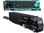Mercedes-Benz Actros Gigaspace Car Transporter Black and Mercedes-AMG F1 W15 E Performance #63 George Russell "Petronas" Formula One F1 World Championship (2024) "Racing Hauler" Series 1/43 Diecast Model Car by Bburago