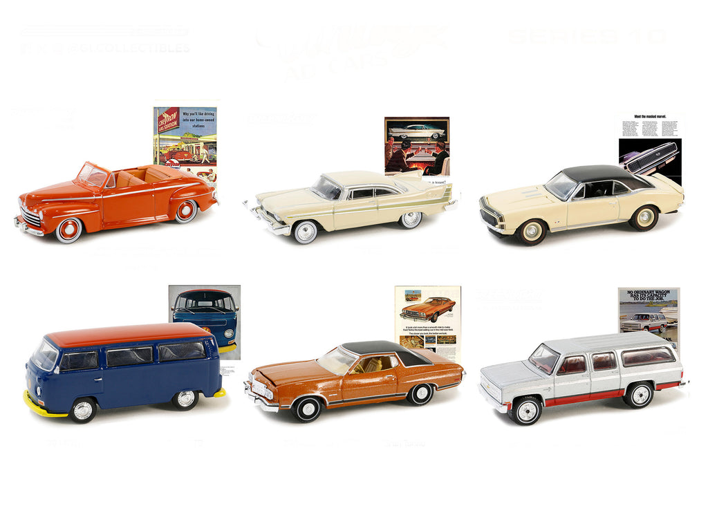 "Vintage Ad Cars" Set of 6 pieces Series 10 1/64 Diecast Model Cars by Greenlight