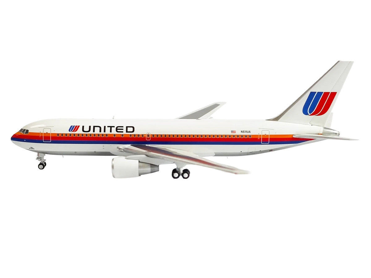 Boeing 767-200ER Commercial Aircraft "United Airlines" (N611UA) White with Stripes 1/400 Diecast Model by V1:400-0