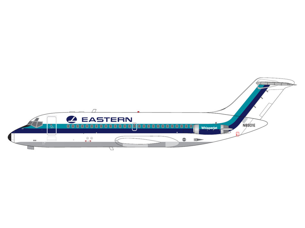 McDonnell Douglas DC-9-14 Commercial Aircraft "Eastern Air Lines" (N8901E) White with Blue Stripes 1/400 Diecast Model by V1:400-1