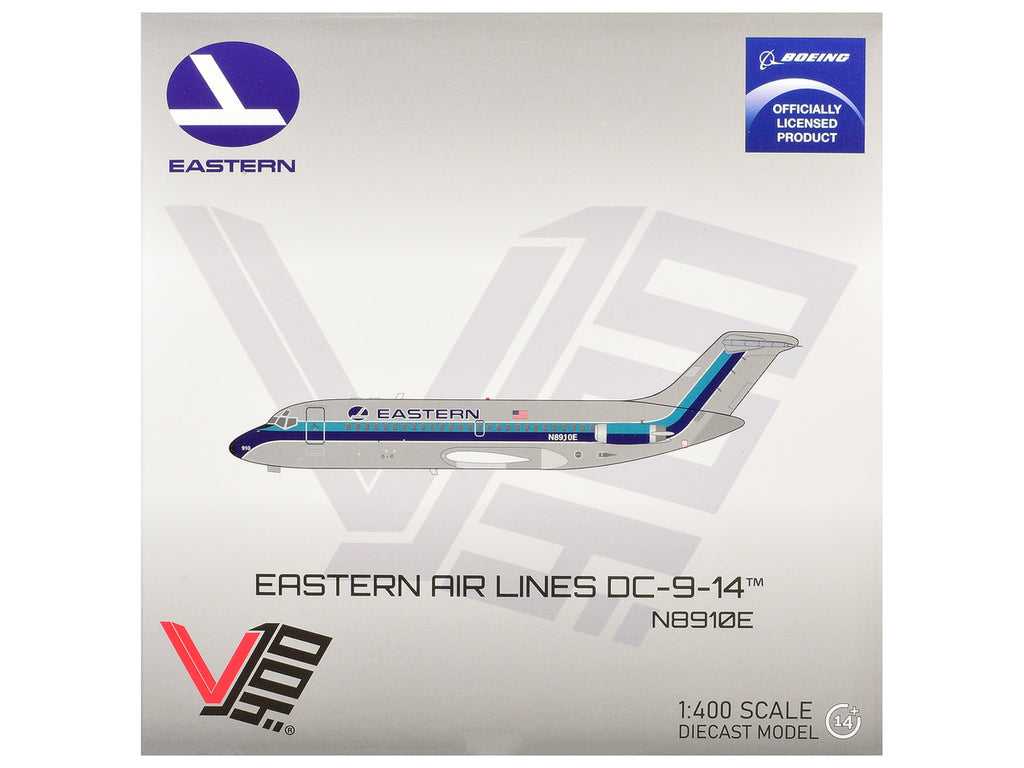 McDonnell Douglas DC-9-14 Commercial Aircraft "Eastern Air Lines" (N8910E) Silver with Blue Stripes 1/400 Diecast Model by V1:400-0