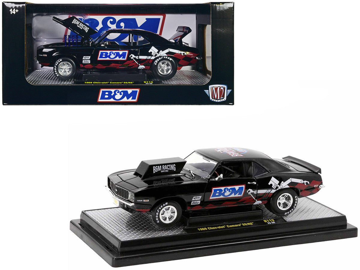 1969 Chevrolet Camaro SS/RS Black "B&M Racing" Limited Edition to 6650 pieces Worldwide 1/24 Diecast Model Car by M2 Machines-0