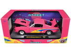 1966 Ford Mustang Fastback 2+2 Pink with Blue and Yellow Stripes "Pro Street" Limited Edition to 6250 pieces Worldwide 1/24 Diecast Model Car by M2 Machines-1
