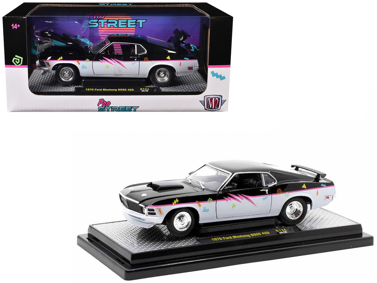 1970 Ford Mustang BOSS 429 "Pro Street" Black and Gray with Graphics Limited Edition to 6650 pieces Worldwide 1/24 Diecast Model Car by M2 Machines-2