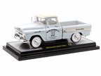 1958 Chevrolet Apache Cameo Pickup Truck "Mooneyes" Light Gray with White Top Limited Edition to 6650 pieces Worldwide 1/24 Diecast Model Car by M2 Machines-1