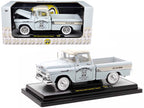 1958 Chevrolet Apache Cameo Pickup Truck "Mooneyes" Light Gray with White Top Limited Edition to 6650 pieces Worldwide 1/24 Diecast Model Car by M2 Machines-0