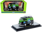 1960 Volkswagen Delivery Van "EMPI Equipped" Black and Green Metallic with Roof Rack and Ladder Limited Edition to 4050 pieces Worldwide 1/24 Diecast Model Car by M2 Machines-0