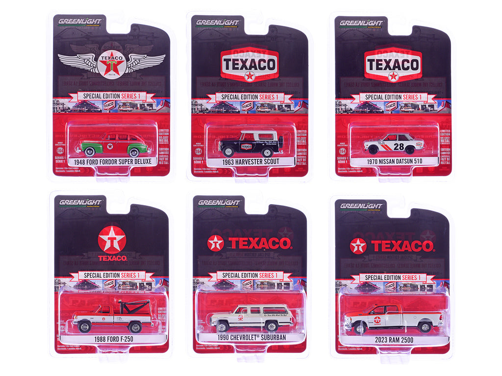 "Texaco Special Edition" Series 1 Set of 6 pieces 1/64 Diecast Model Cars by Greenlight