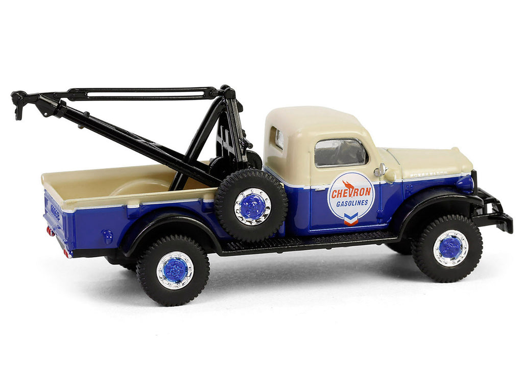 1948 Dodge Power Wagon Wrecker Tow Truck Beige and Blue "Chevron Special Edition" Series 1 1/64 Diecast Model Car by Greenlight-3