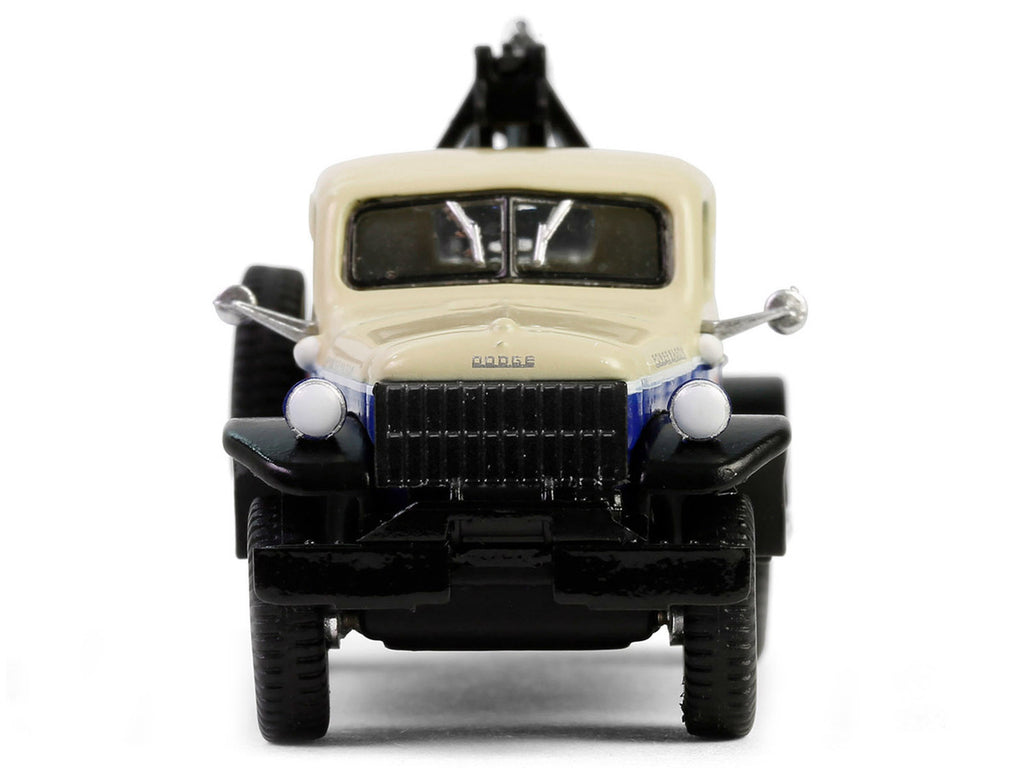 1948 Dodge Power Wagon Wrecker Tow Truck Beige and Blue "Chevron Special Edition" Series 1 1/64 Diecast Model Car by Greenlight-2